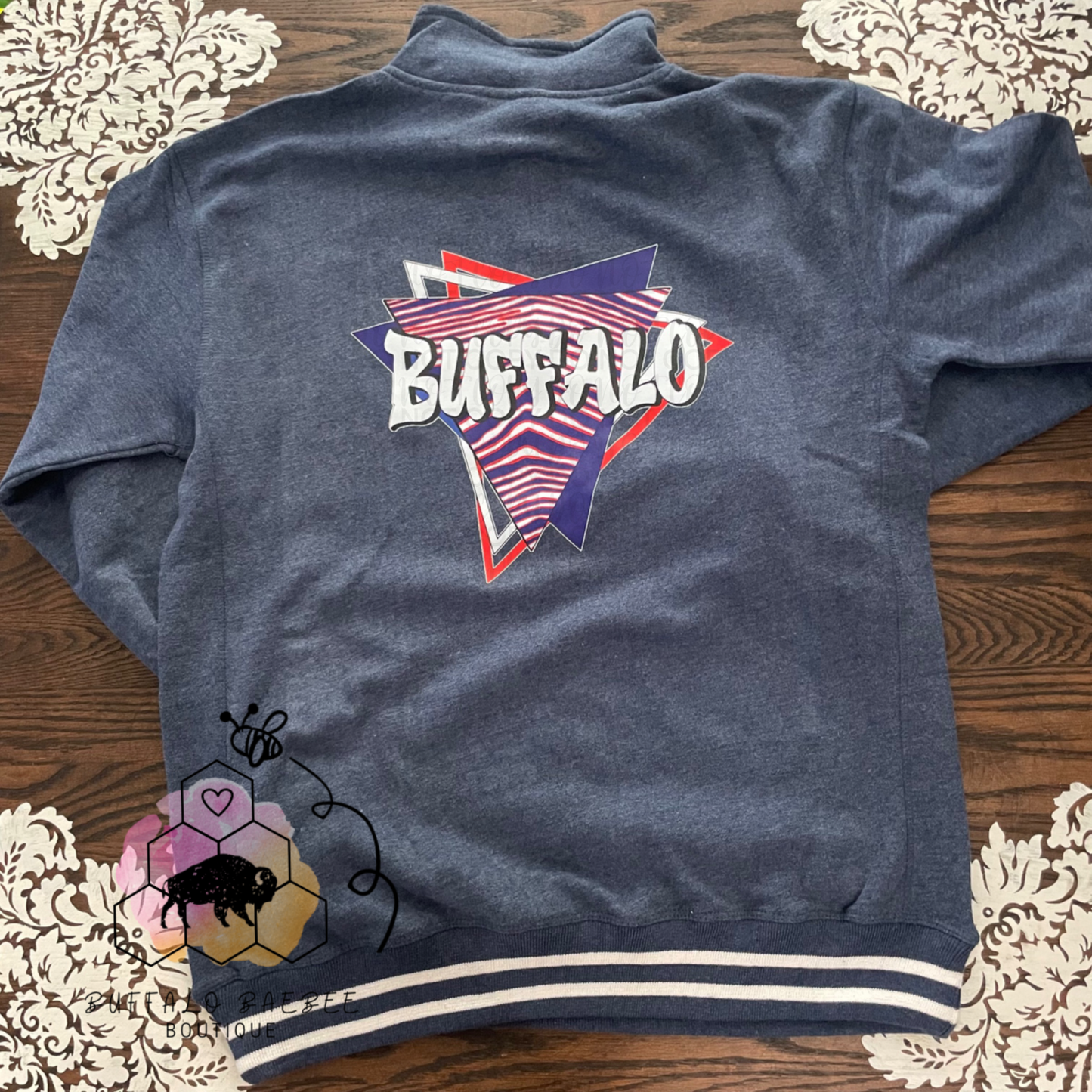 Retro buff quarter zip
