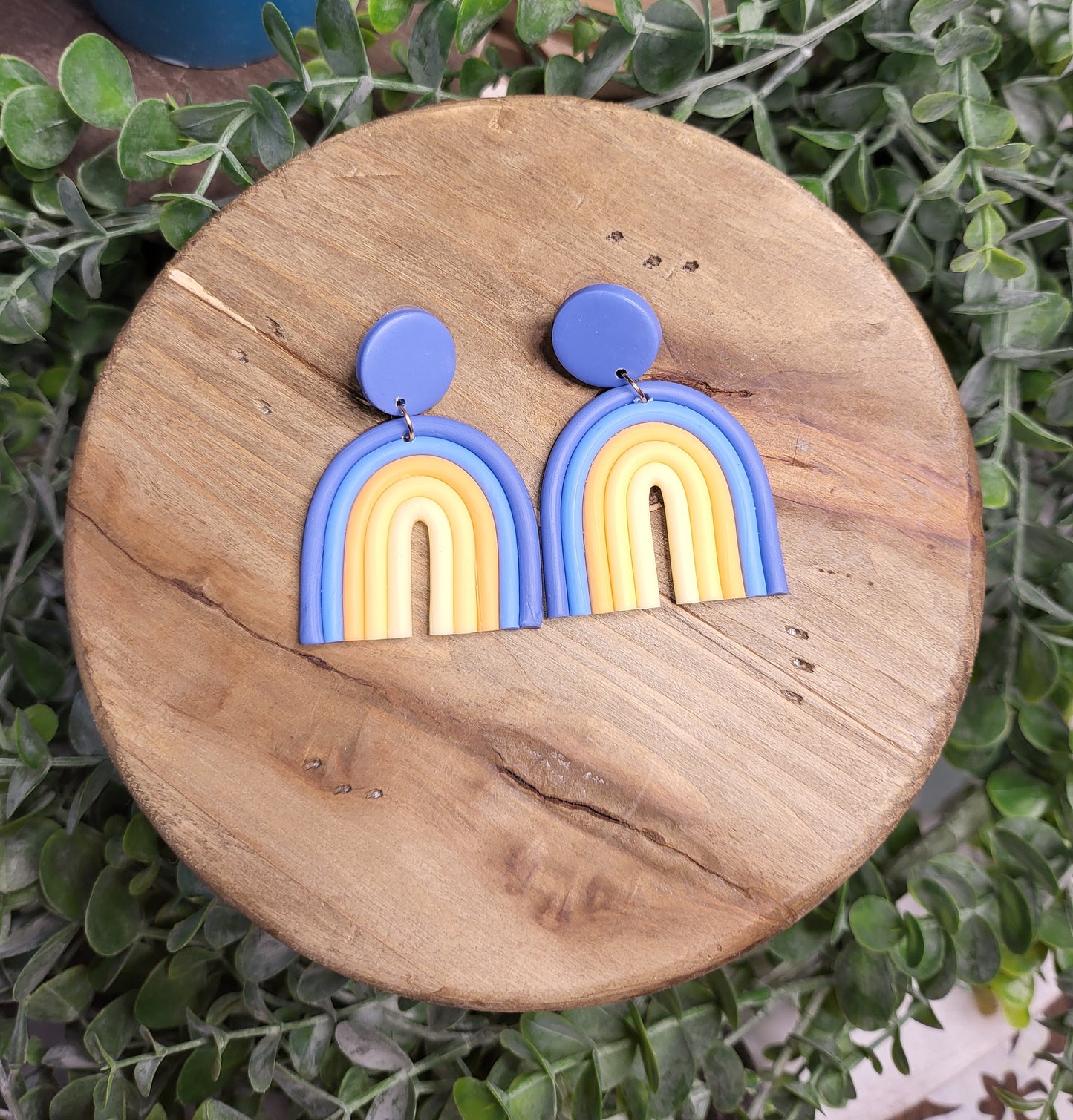 Blue Combo Rainbow Clay Earrings