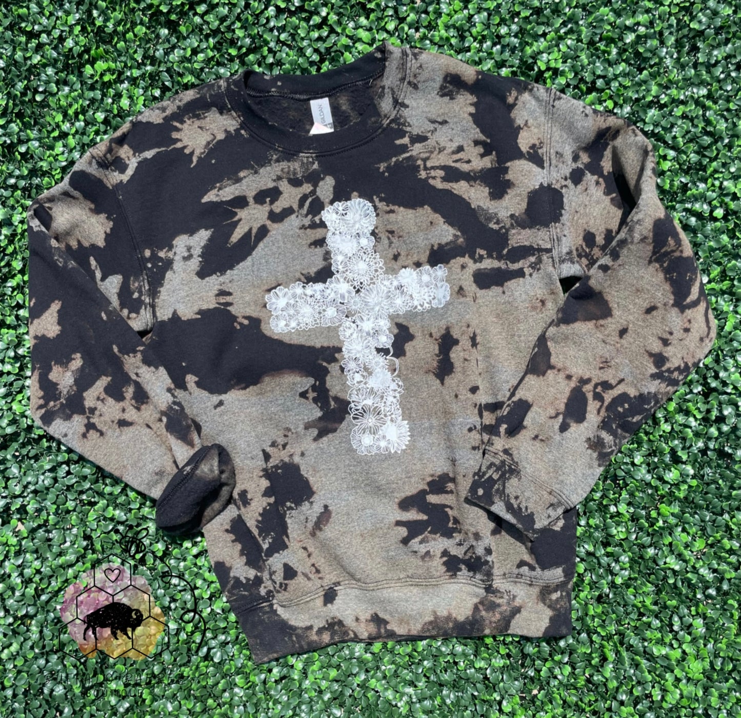 Floral Cross Crewneck