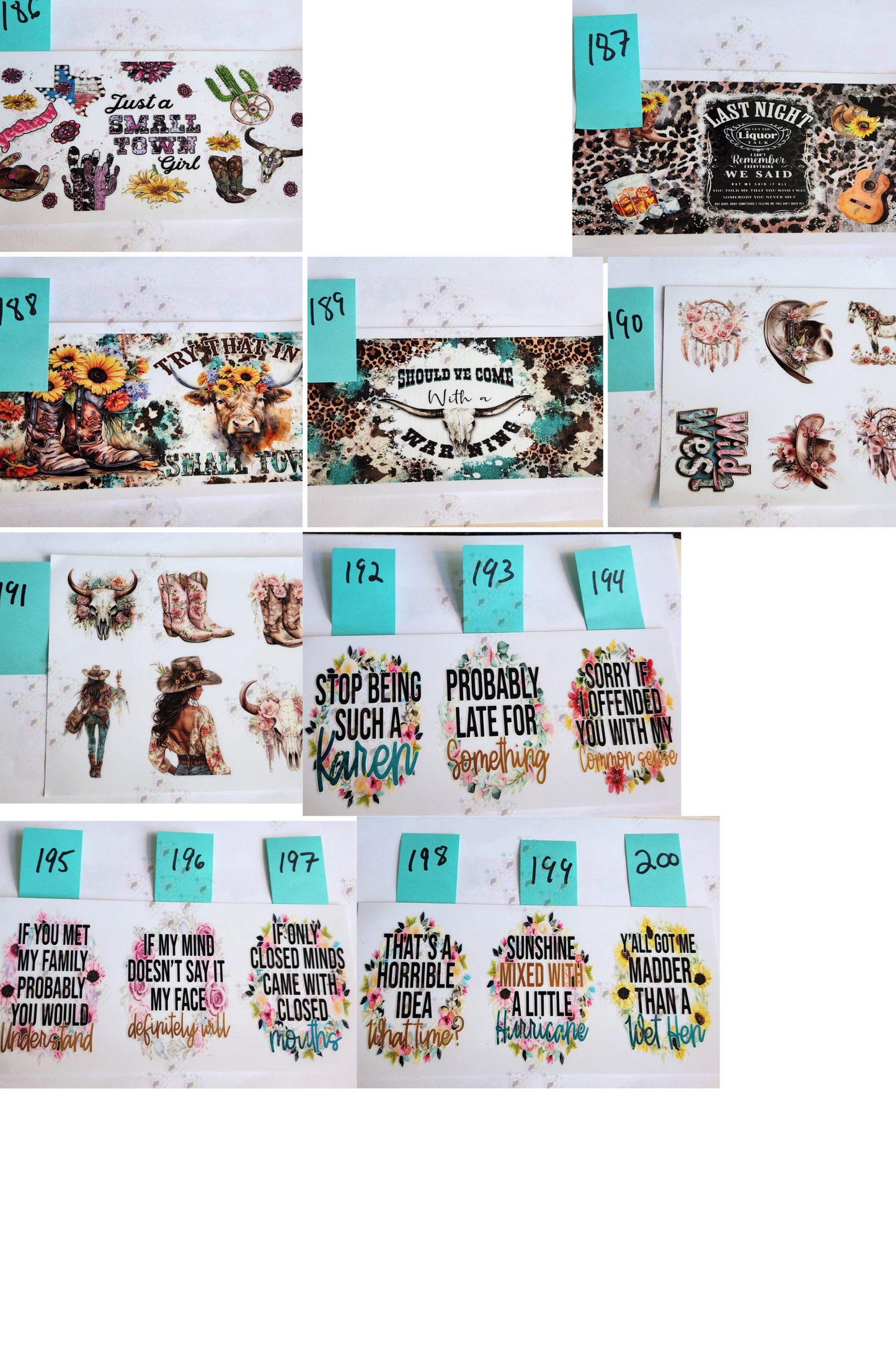 101-200 Cup wraps
