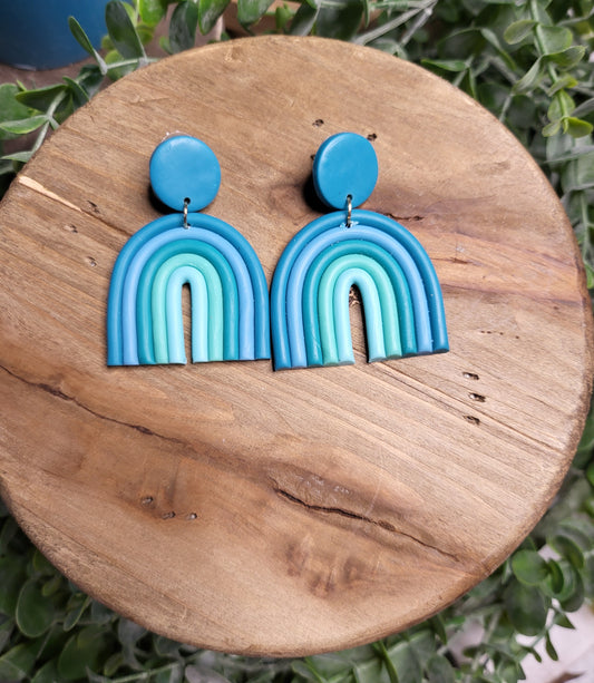 Teal Combo Rainbow Clay Earrings