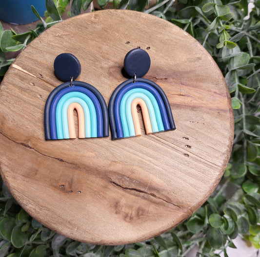 Navy Combo Rainbow Clay Earrings