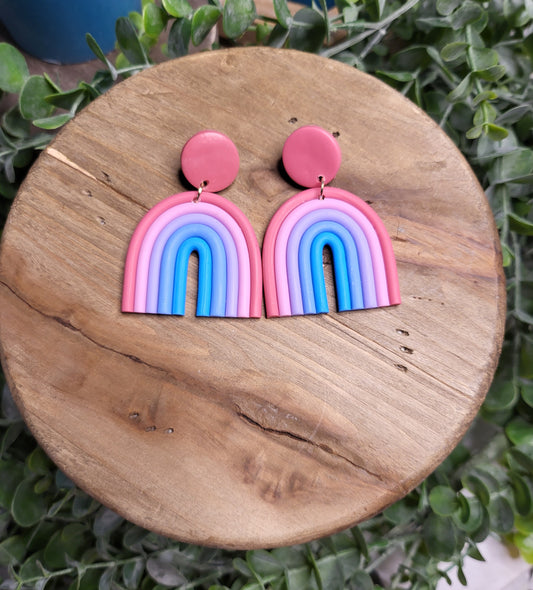 Pink Combo Rainbow Clay Earrings