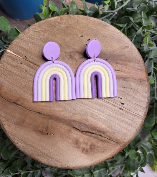 Lavender Combo Rainbow Clay Earrings